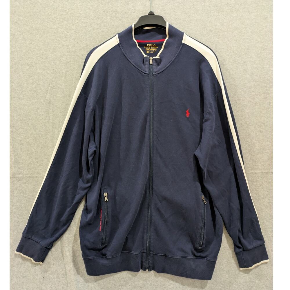 Vintage Polo Ralph Lauren Performance Jacket Mens‎ 2XLT Tall Full Zip Pony Blue
